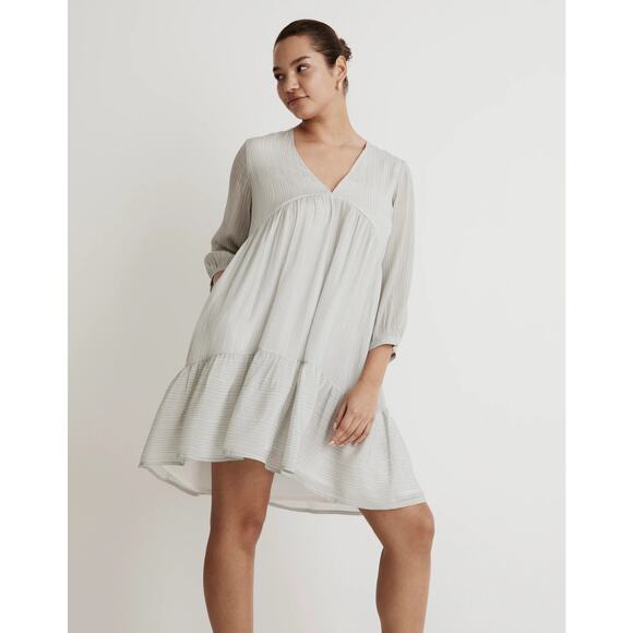 NWT Madewell x Reistor V-Neck Mini Dress Ivory Ivy Dreams Size Medium Babydoll - Picture 2 of 16